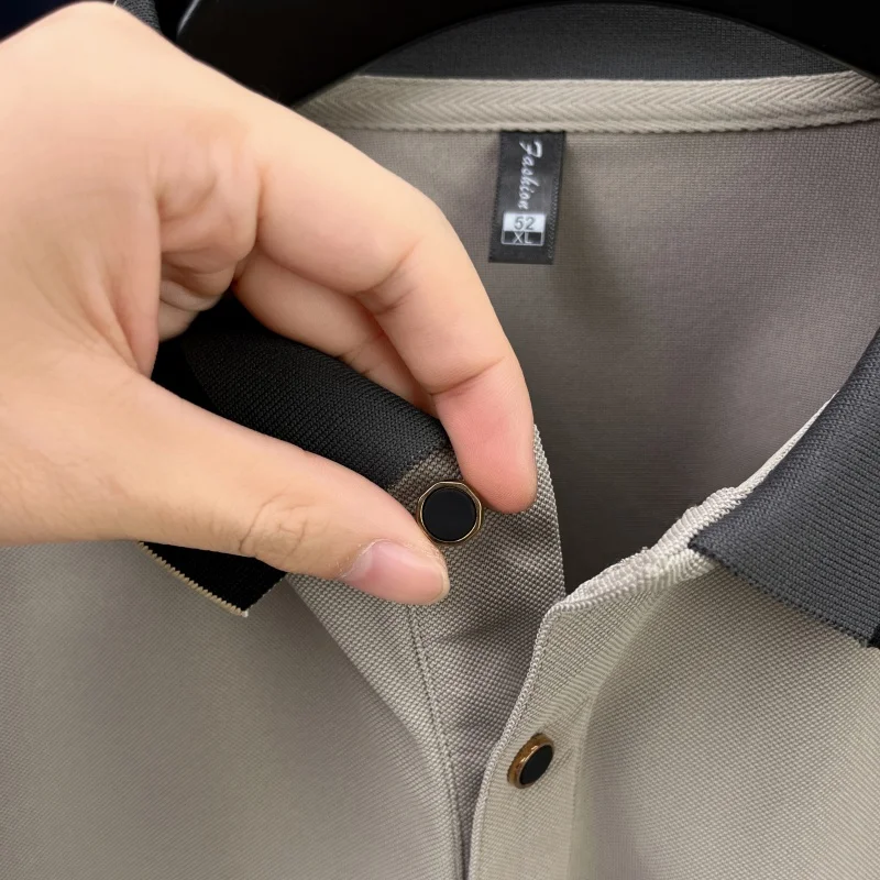 Original Design Herren-Poloshirt mit Revers, Herbst-Neuheit, Einfarbig Bedrucktes Langarm-T-Shirt, Hochwertige Business-Freizeitkleidung für Herren – Detail 13