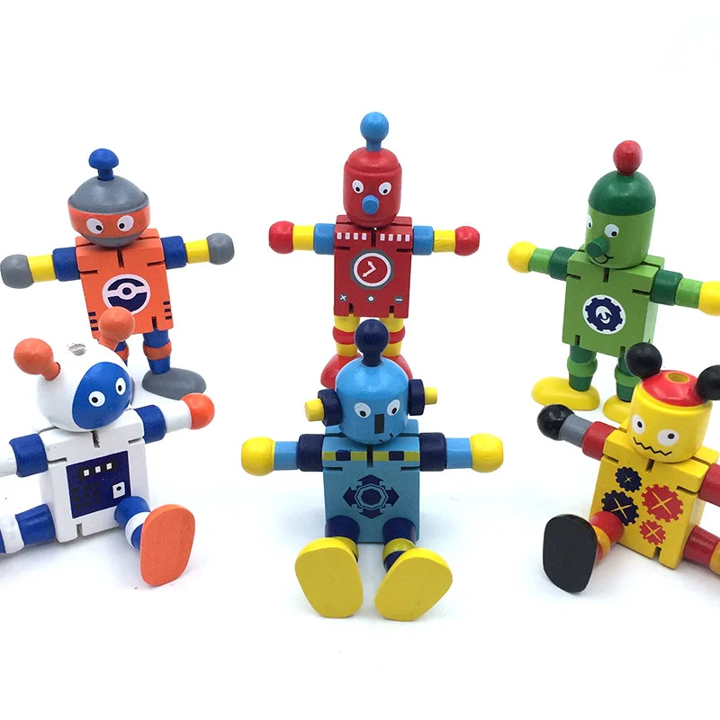 New Funny Wooden Deformation Robot Children Favorite Transformation Action Figure Toys  Education Models Toys for Children Gift