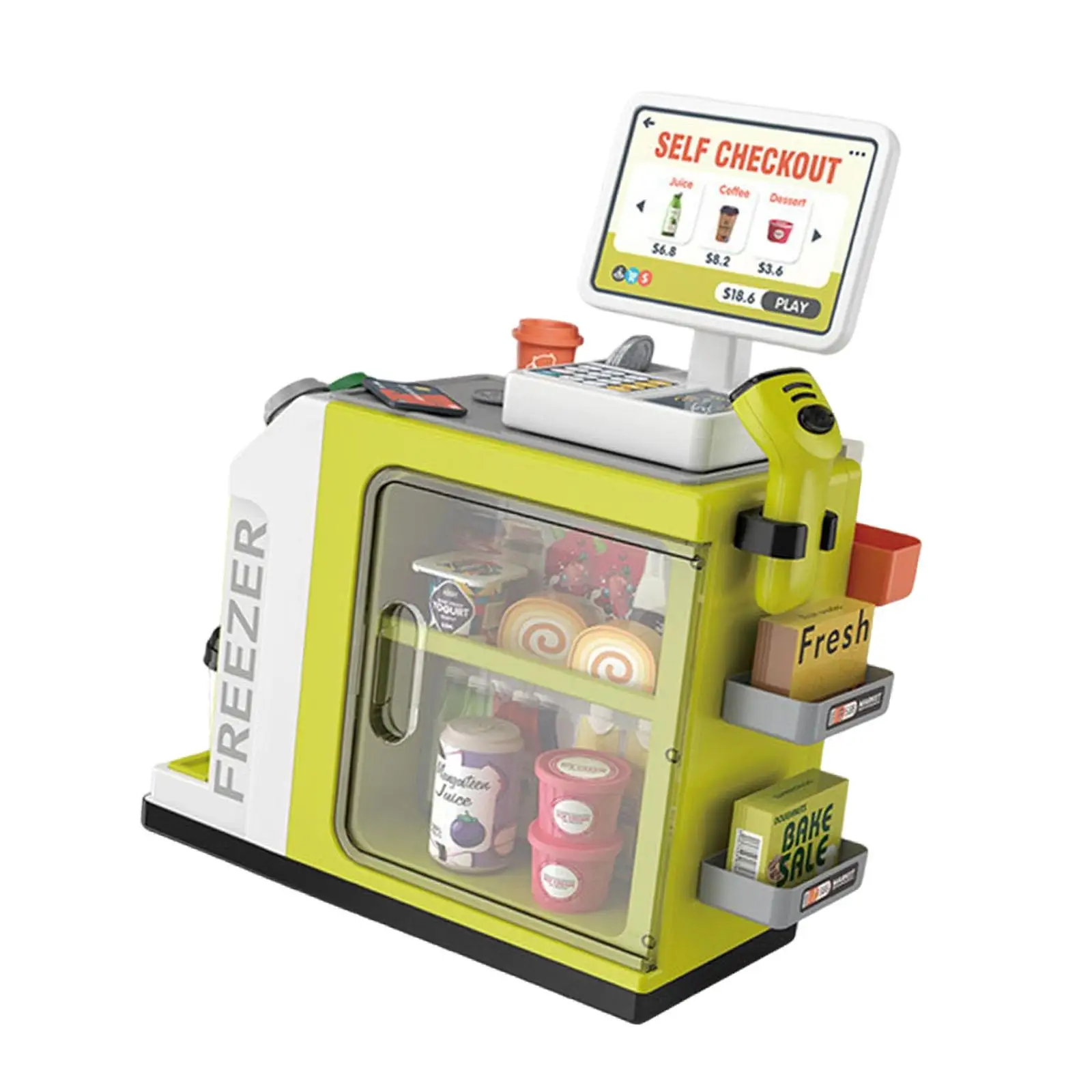 Kids Register Toy (46Pieces) Early Educational Fine Motor Skills Interactive Imagination Shopping Cashier for Gift Preschool