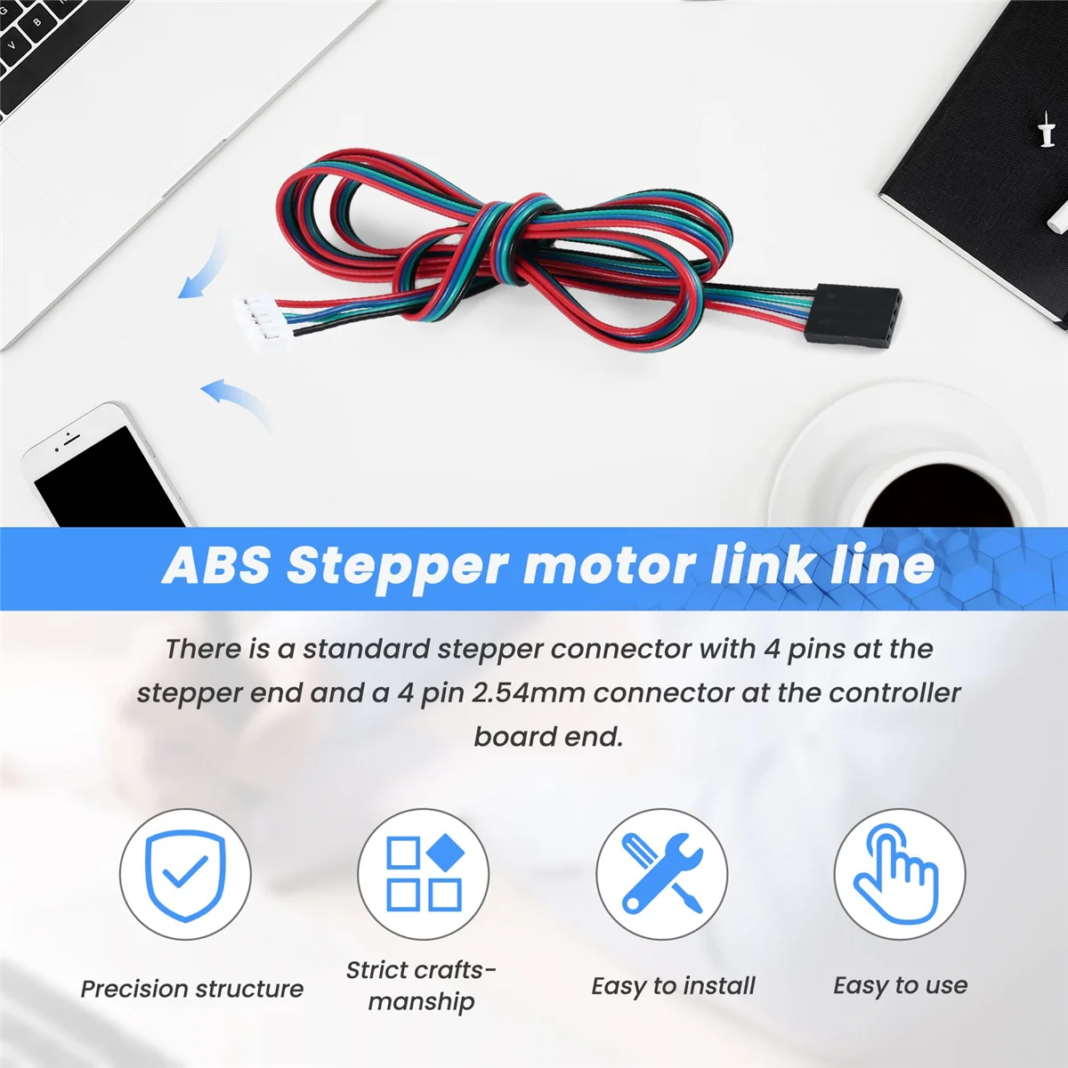 ใหม่ขยาย NEMA 17 Stepper Motor สาย 1 เมตรยาว 4 6 Pin 3D เครื่องพิมพ์ Dupont