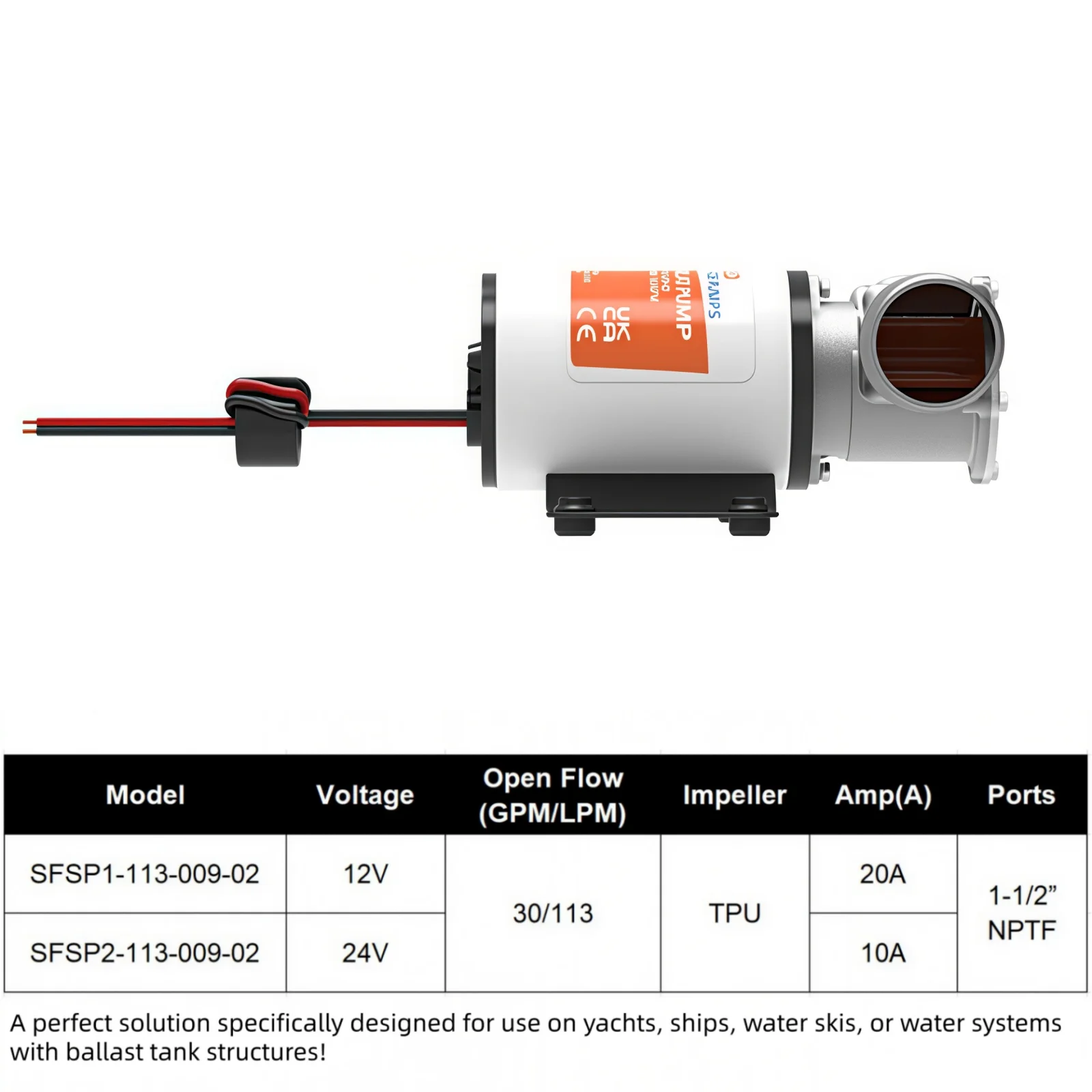 Electric Water Pump Reversible Industrial Washing Impeller Pump 12V High-Flow Self-Priming Drainage Pump for Marine Boat