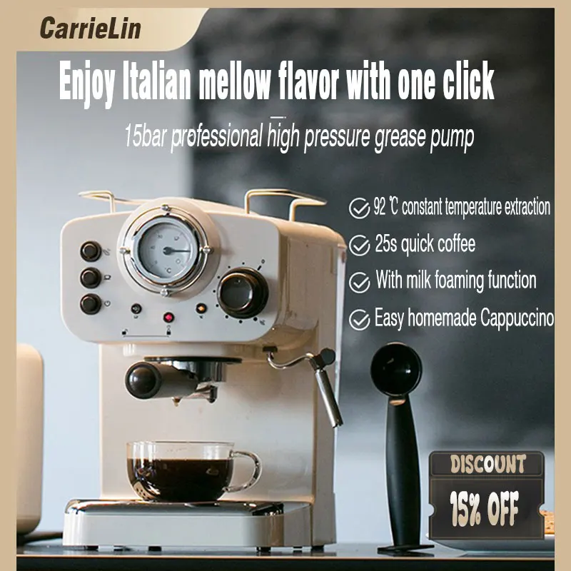 Coffee Machine For Home 15bar Coffee Maker Espresso Maker Semi-Automatic Pump Type Cappuccino Milk Bubble Maker