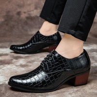 Men Leather Shoes Thick Heel Heightening British Style Formal Shoes Fashion Casual Wedding Shoes for Men High Quality Party Shoe