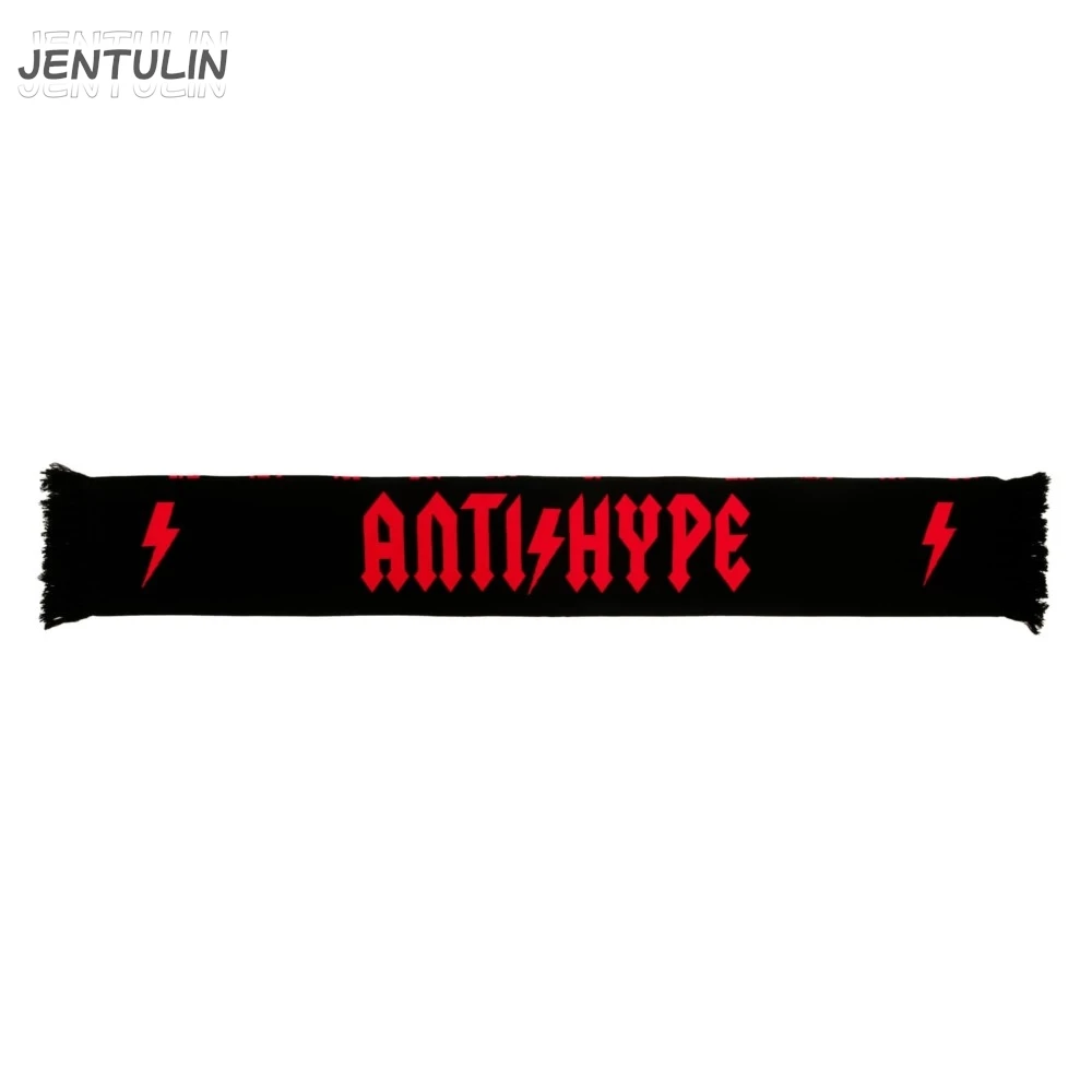 Men Scarf Winter Y2k Streetwear Black Knitted Antihype Letter Goth Shawl Scarves Korean Harajuku Hip Hop Warm Unisex Accessories