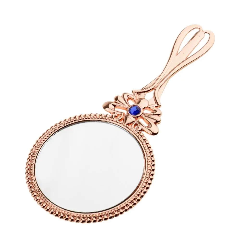 Vintage Style Handheld Mirror Makeup Beauty Makeup Hand Cosmetic Ladies Mirror for Travel Makeup Tool