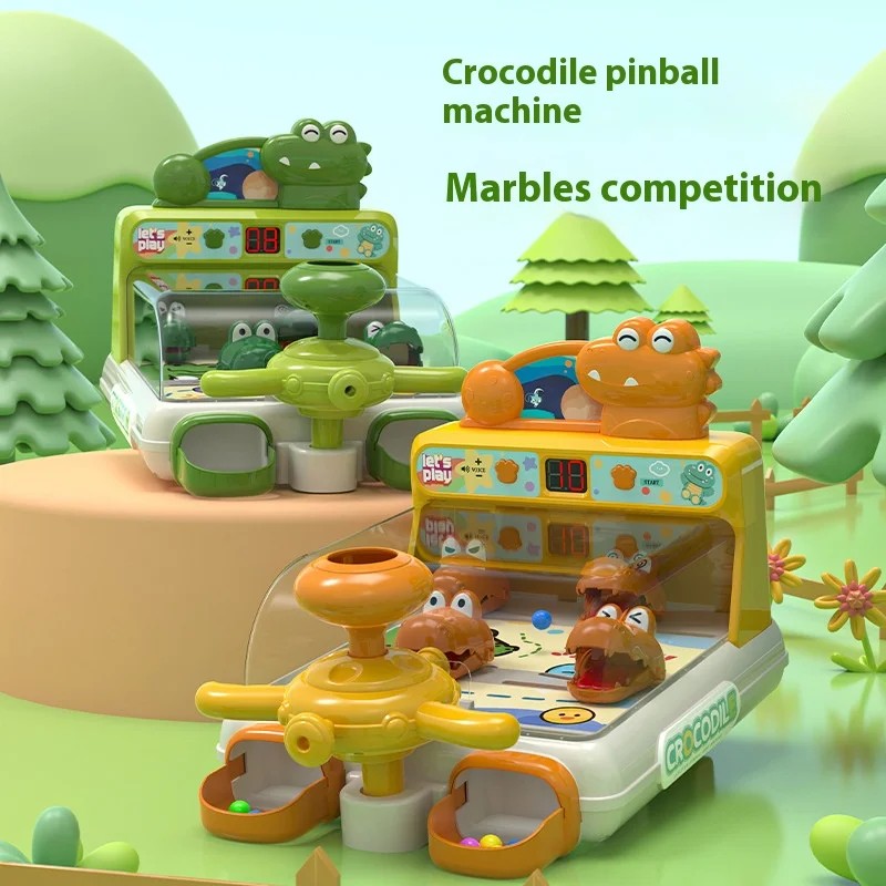 Cartoon Crocodile Table Games Toys Pinball Shooting Machine Score Shooting Target Children Desktop Games Toys with Lights Music