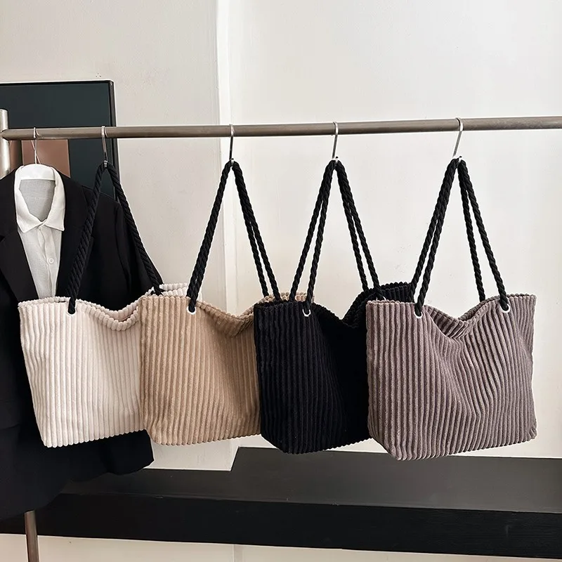 

Универсальная сумка через плечо, новая вельветовая сумка-тоут, большая вместительная студенческая модная повседневная сумка