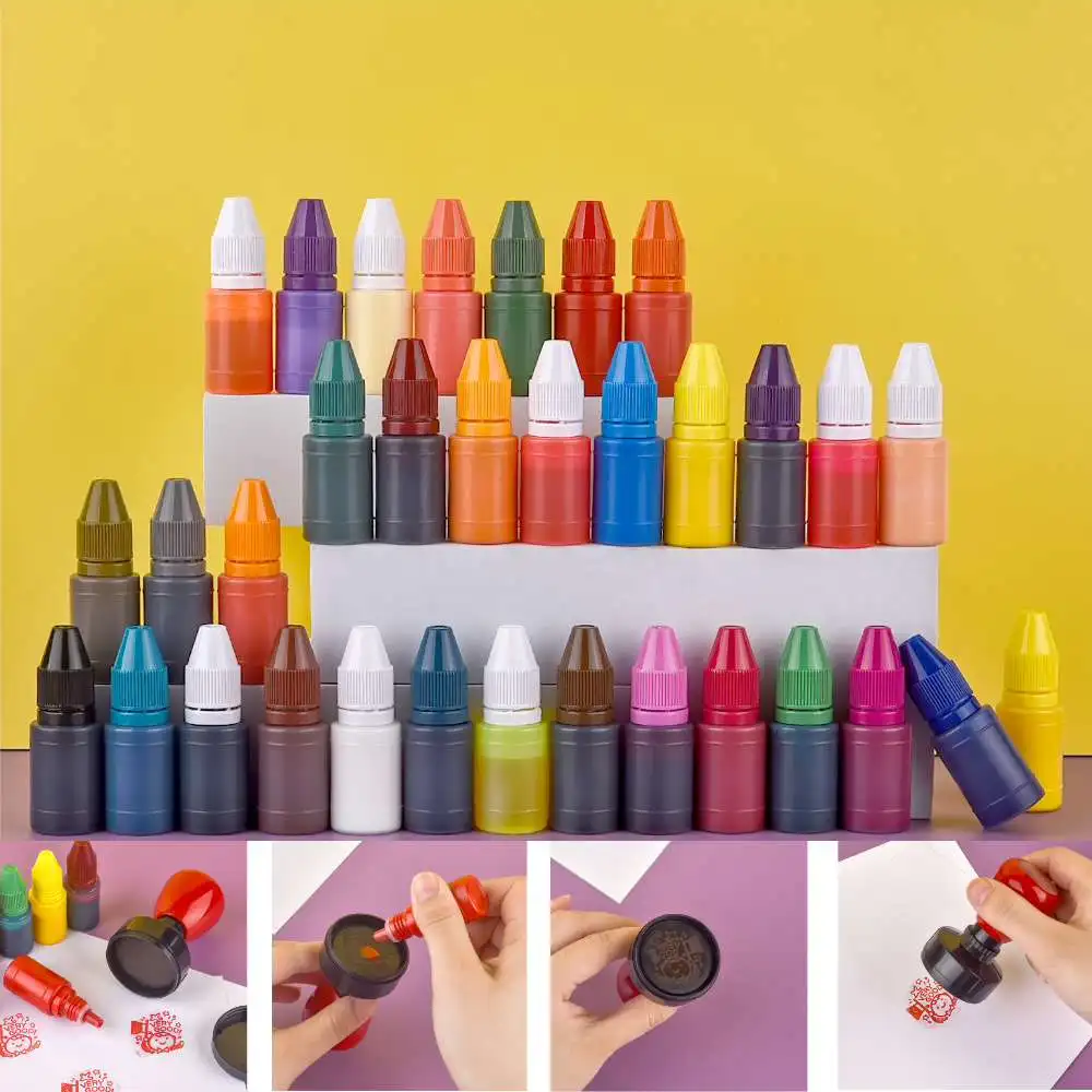 10ml Self-Inking Colorful Ink For Photosensitive Stamp Refilling Ink Red Green Blue Black Orange Rose Chocolate Coffee White