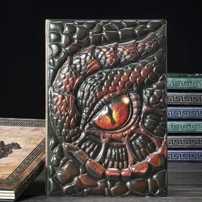 A5 Vintage Dragon Embossed Leather Notebook Ruled Lined Journal Retro Gift Collectible for Women Men - view 4