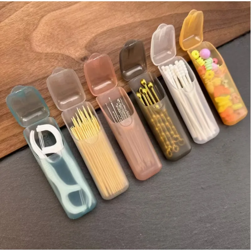 Portable Dental Organizer Transparent Plastic Leak-Proof Case  for Toothpick Floss Travel Home Storage