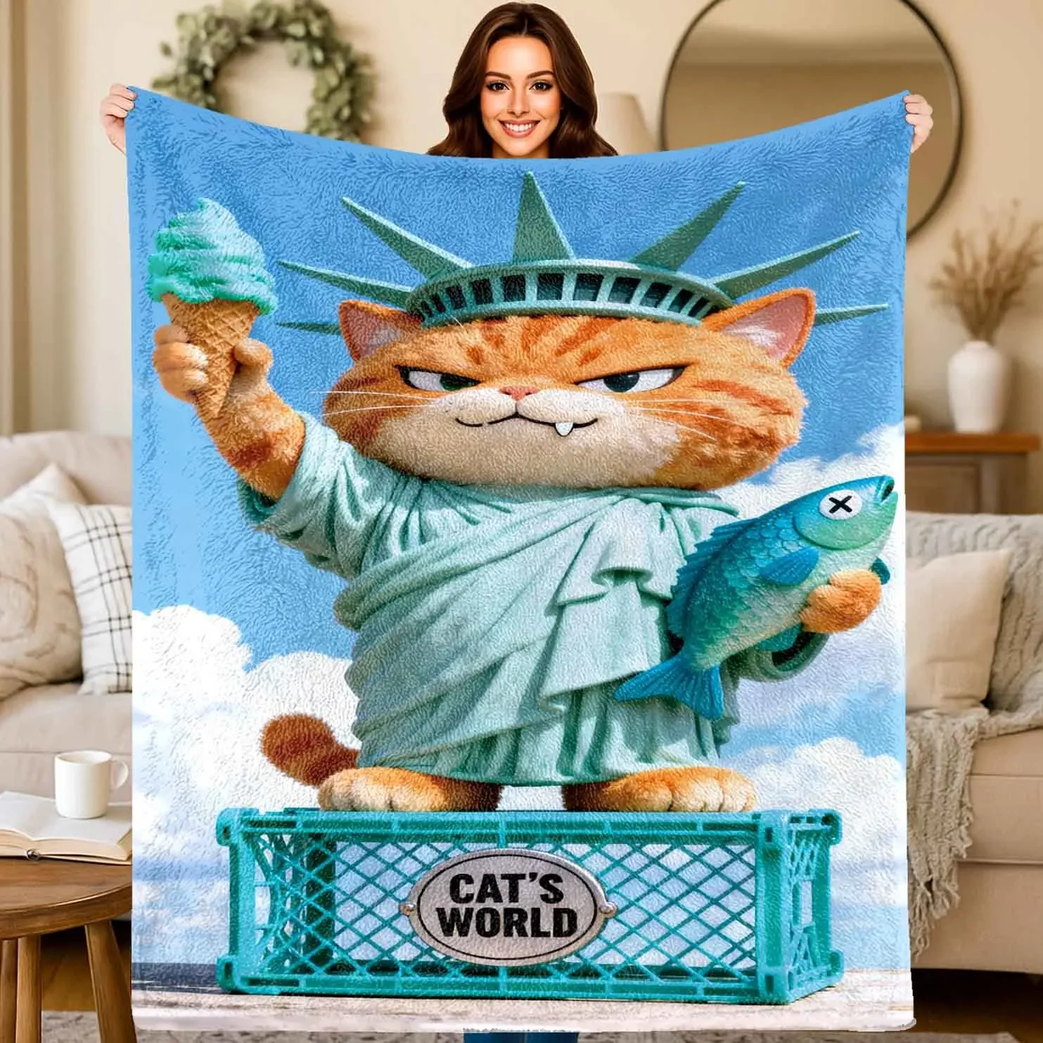 Style of the Statue of Liberty Flannel printed blanket suitable for all seasons suitable for living room office sofa and travel