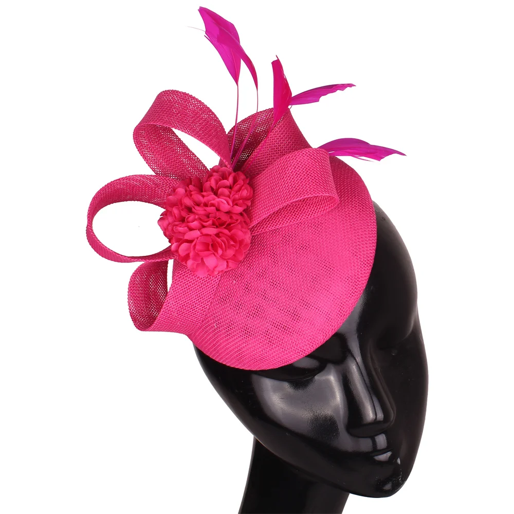 Fashion Elegant Bride Wedding Fascinator Hat Headband Flower Headwear Hat for Women Fancy Formal Chapeau Cap Hair Accessories