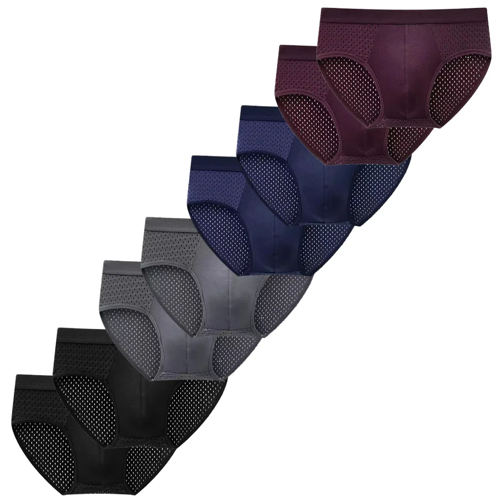 

Набор из 8 мужских трусов-брифов из ледяного шелка: тонкие, дышащие, сетчатые, треугольные, сексуальные, мягкие, удобные, для повседневной носки