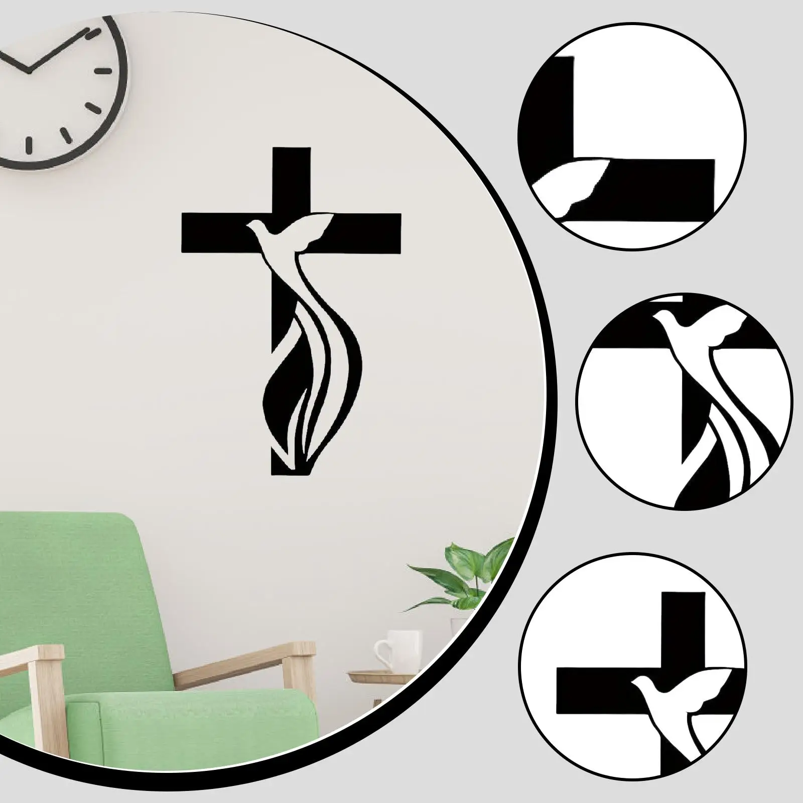 Metal Cross Wall Art Elegant Dove Design Minimalist Wall Hanging Indoor Decor for Living Room Bedroom