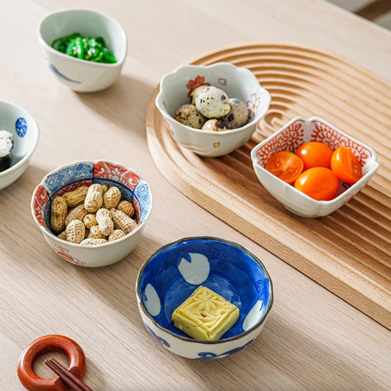 Japoński ceramiczny miska na sos do paznokci natura roślina nadruk pod szkliwem wszechstronny talerz do naczyń przekąska gorący kociołek Dip Sushi owoce ryż zastawa stołowa