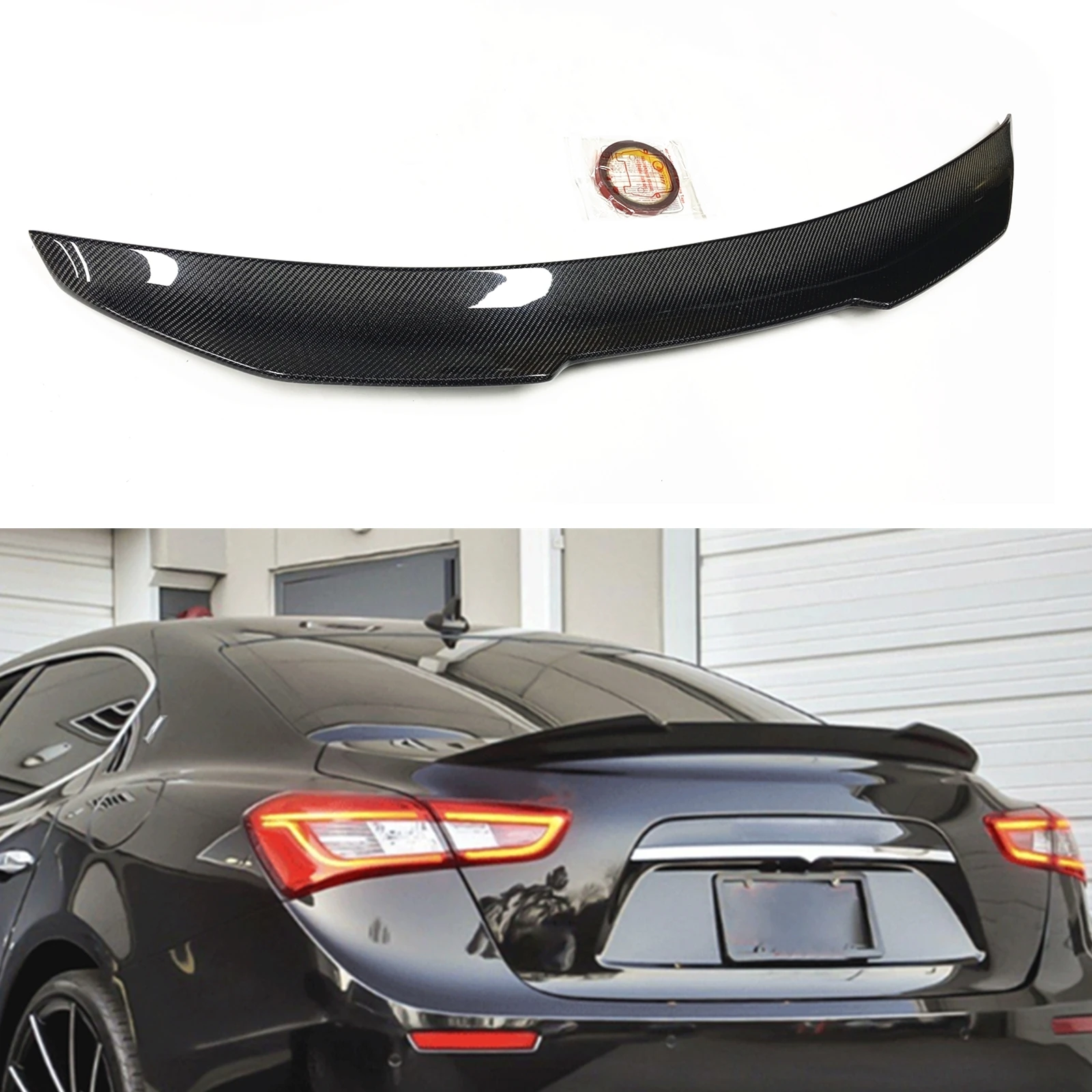 

Rear Trunk Spoiler Lip Wing For Maserati Ghibli Sedan 2014-2023 PSM Style Real Carbon Fiber Car Tailgate Lid Flap Splitter Lip