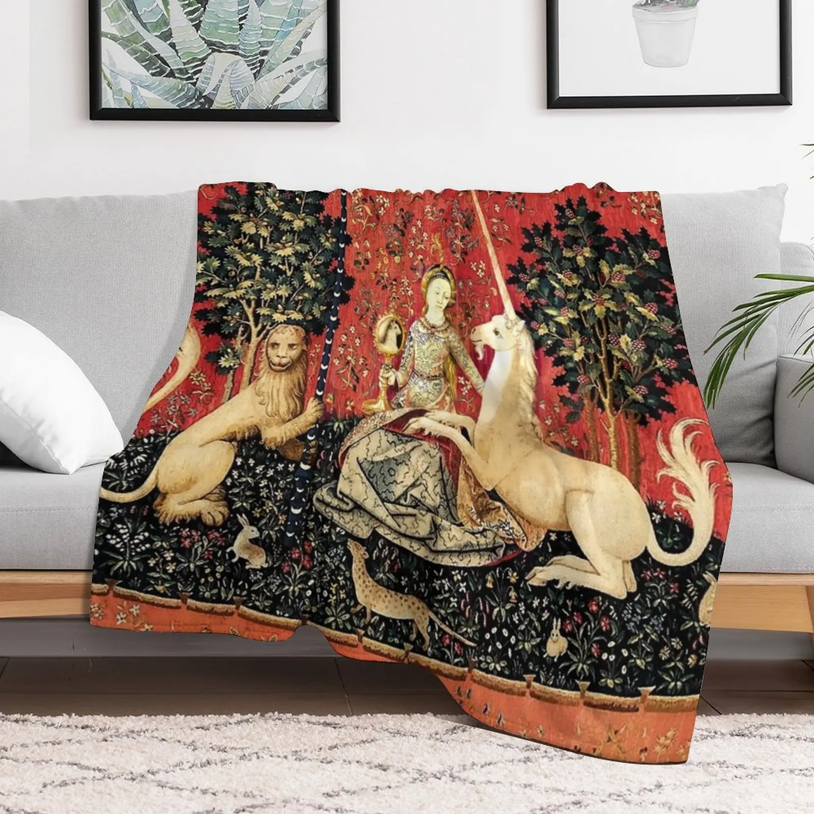 The Lady and the Unicorn: ?? Mon Seul D??sir - Sight Throw Blanket Sofa Custom Hair Blankets