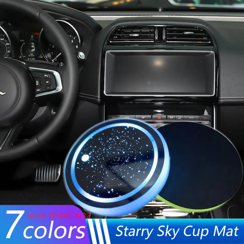 1 PCS Led Car Cup Holder Light For Jaguar XF XE X-Type I PACE XJ F-PACE 7 Colors Mat Coaster Photoinduction Lamps Accessories