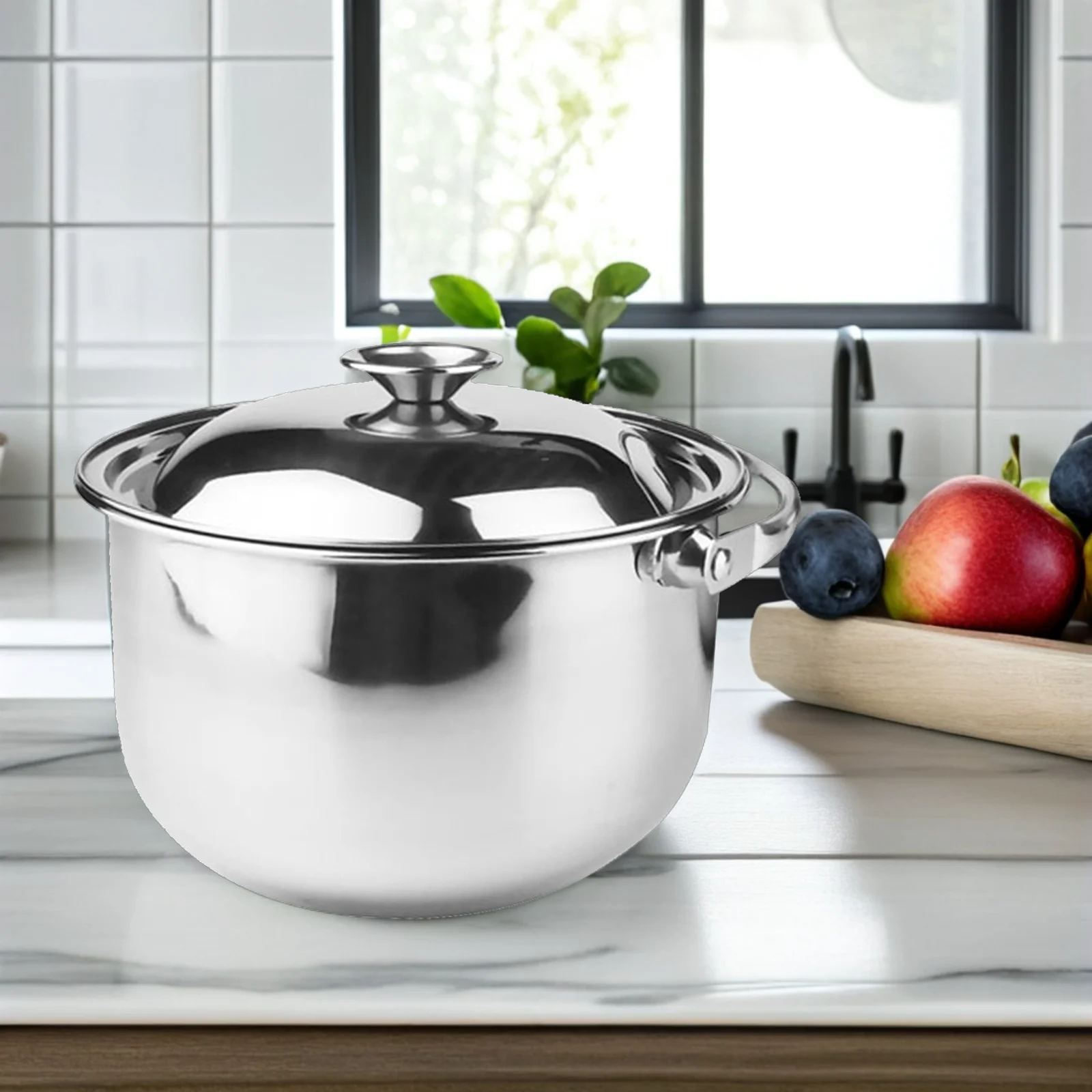 

Heavy Duty Soup Pot Stainless Steel 22L High Capacity Lidded Cooking Pot for Restaurant Canteen Home Use Cooking Utensils