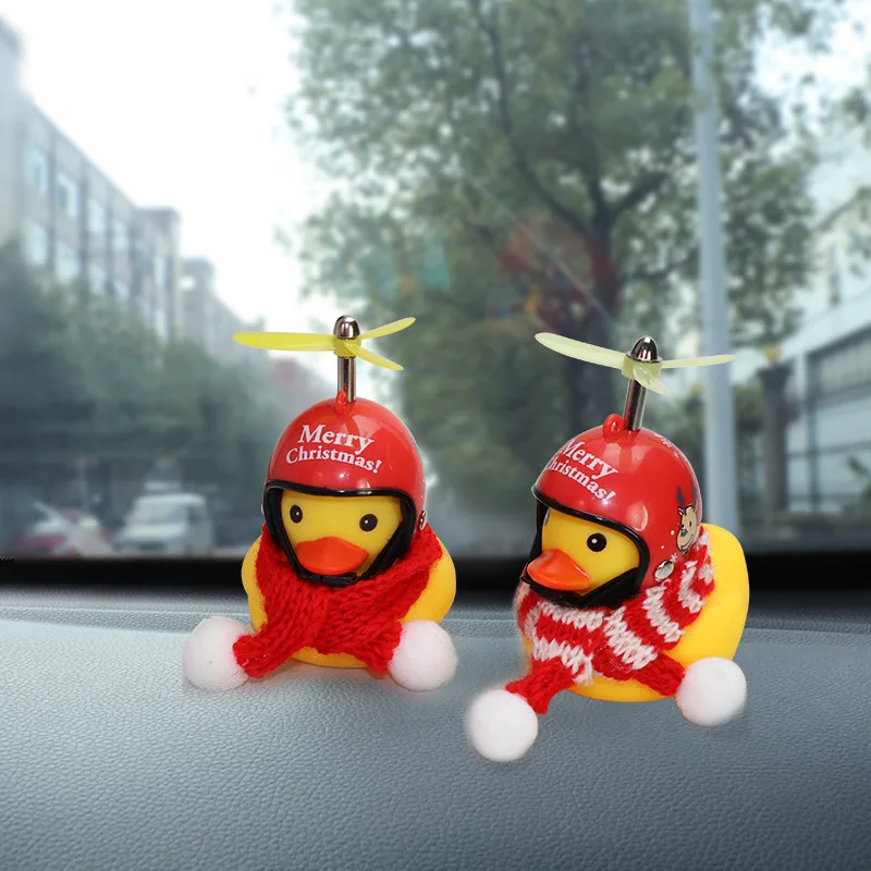 Car Interior Christmas Series Helmet Bamboo Dragonfly Breaking Wind Duck Car Pendant Scarf Yellow Duck Pendant Children's Gift