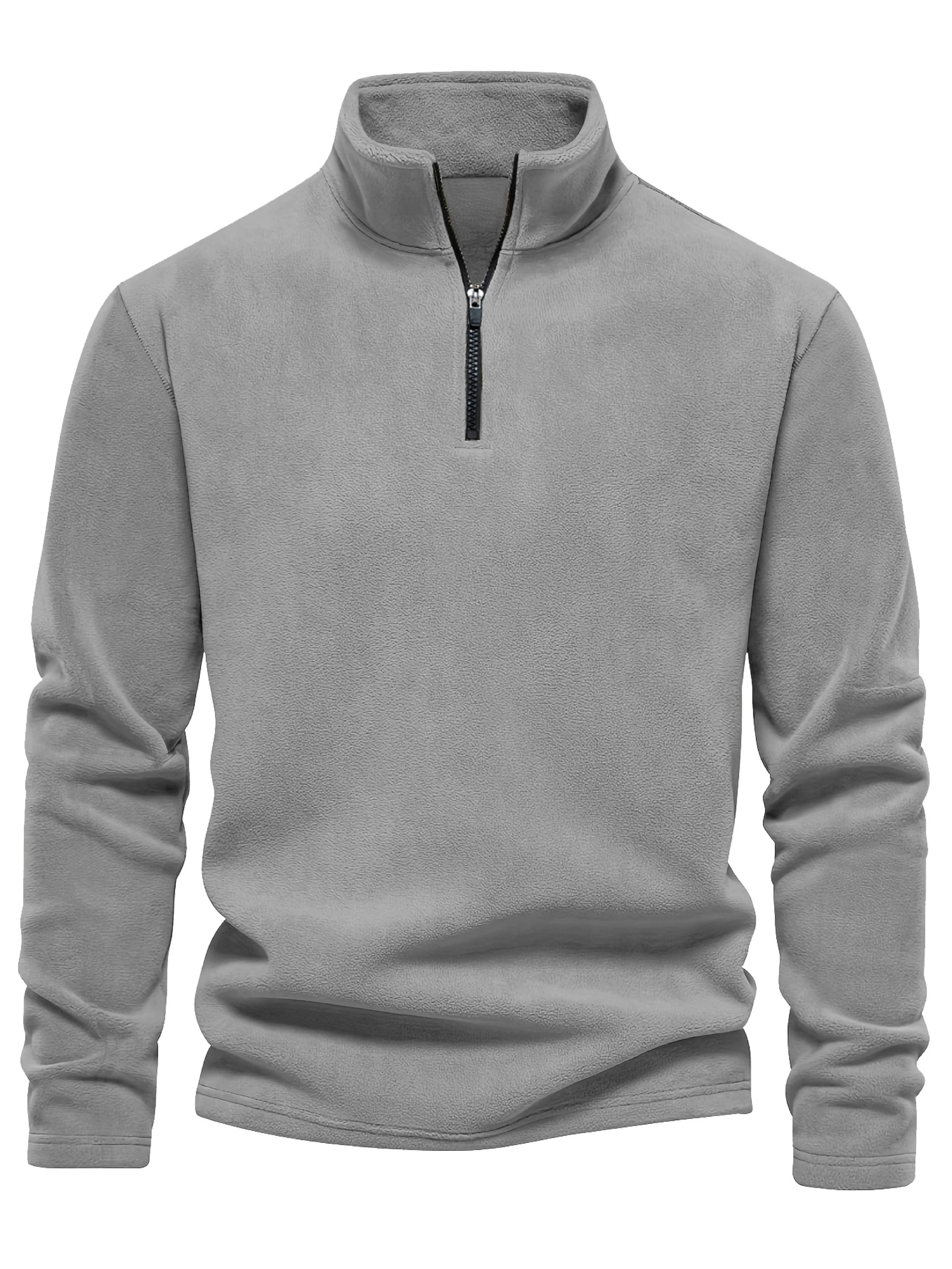 Men\'s autumn and winter new plush long-sleeved pullover zipper sweater