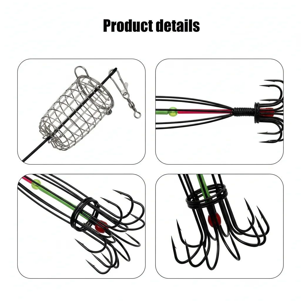 

Octopus Fishing Hook with Bait Cage Anti-Snagging Anchor Hook for Freshwater and Saltwater Fishing