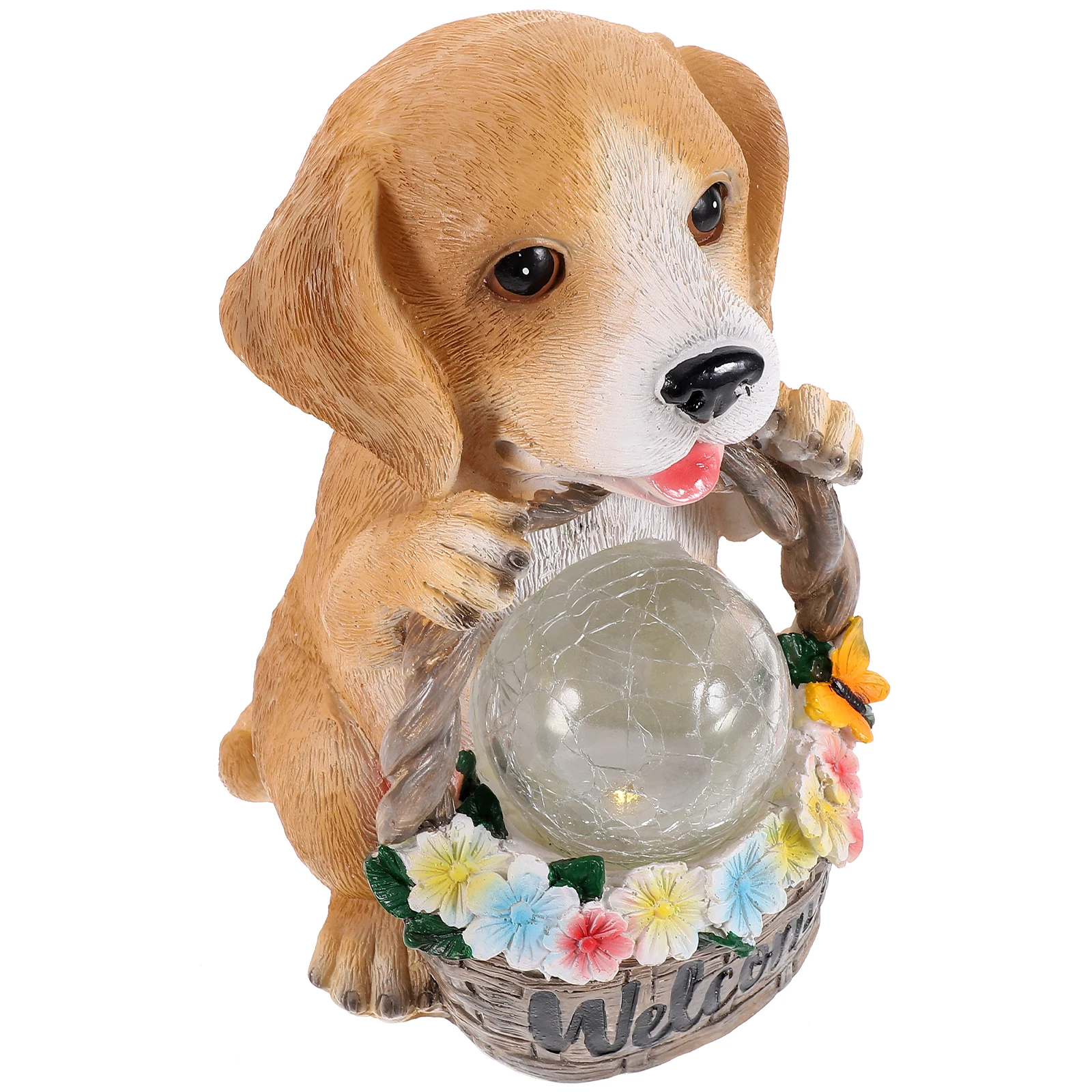 

Solar Puppy Resin Statue Garden Dog Statue Night Decor Solar Powered Garden nament Outdoor Decoration Rich Coloring