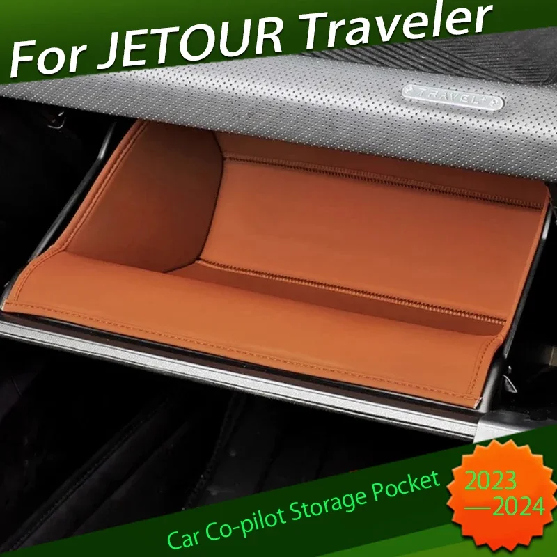 

Car Co-pilot Storage Pocket Fit for CHERY JETOUR Traveler T2 2023 2024 Modified Leather Glove Box Storage Car Interior Parts