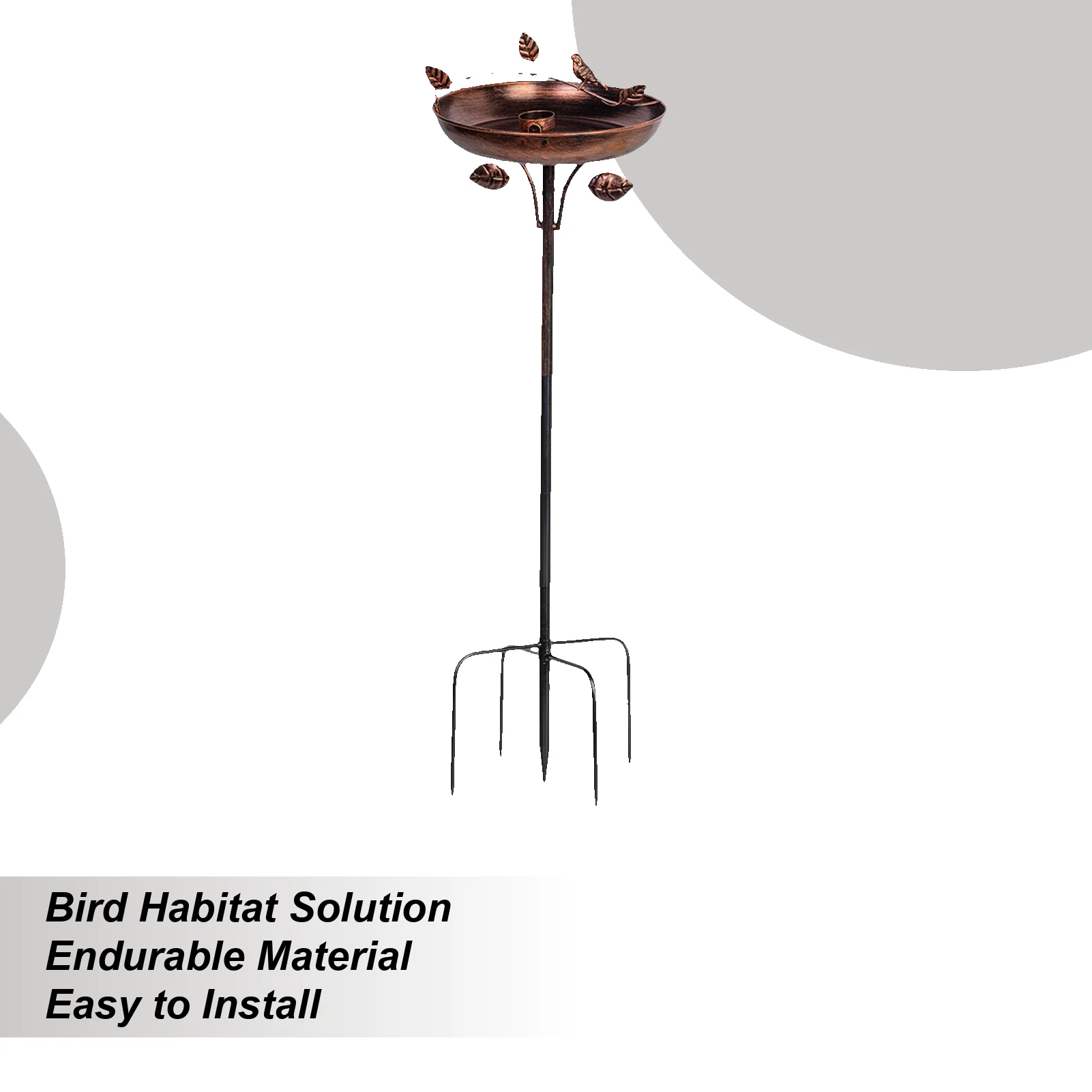 

Bird Bath 41 Inch Tall Vintage Metal Garden Birdbath Bird Bath Bowl with 5 Prongs Base Stake for Garden Patio Balcony Ground