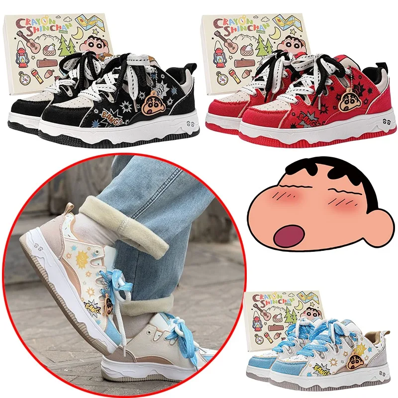 

Повседневная обувь для пары Crayon Shinchan, модная мужская обувь в стиле аниме, студенческая модная мужская обувь, универсальная повседневная обувь на толстой подошве для пар