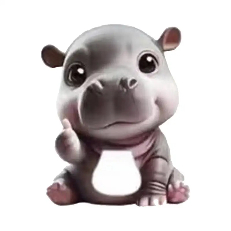 Cute Cartoon Hippo Figurines Baby Hippo Sculpture Decoration Animal Figurines Ornaments Tabletop Statue Birthday Christmas Gifts