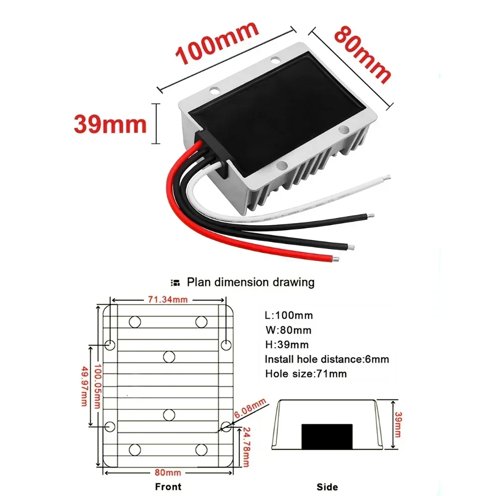 24V to 13.8V 12V 5A 60A 40A 30A 20A 15A 10A Voltage Transformer DC DC Converter Step Down Buck Regulator Power Converter