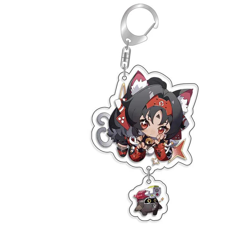Zenless Zone Zero Anby Demara Billy The Kid Cartoon Keychain Plastic Keyring Bag Tag Cos Accessory