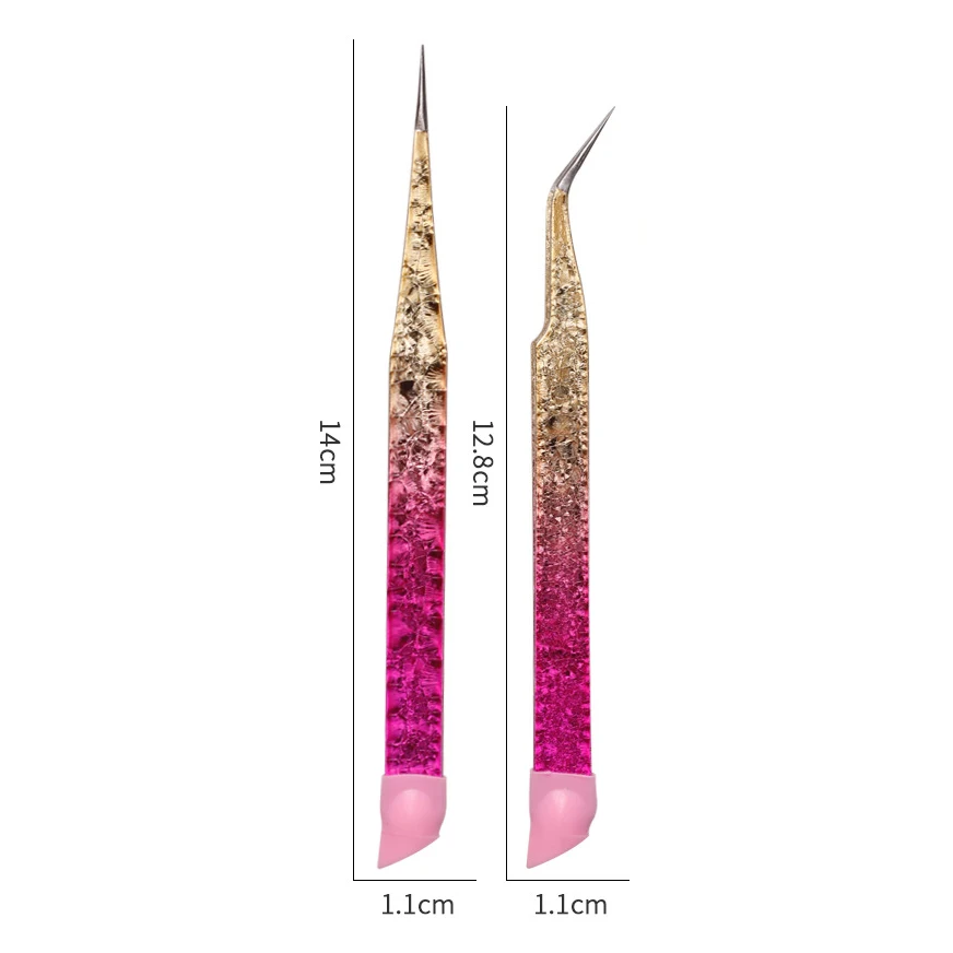 Double Ended Silicone Nail Art Tweezers with Pressing Head Nail Stickers Rhinestones Pick Up Clip Eyelash Extension Makeup Tools