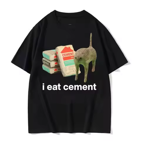 I Eat Solder Cursed Funny Cat Meme T Shirt Men Clothing Fashion Casual T Shirts Summer Graphic T Shirts Y2k Funny T-Shirts Tops