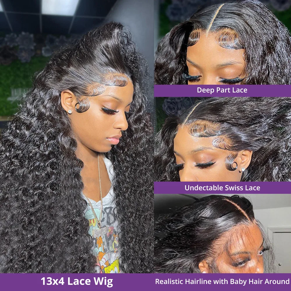 360 Full 13x6 Hd Lace Curly Human Hair Wig Remy Water Wave Lace Front Wig 30 40 Inch 13x4 Loose Deep Wave Lace Frontal Wigs