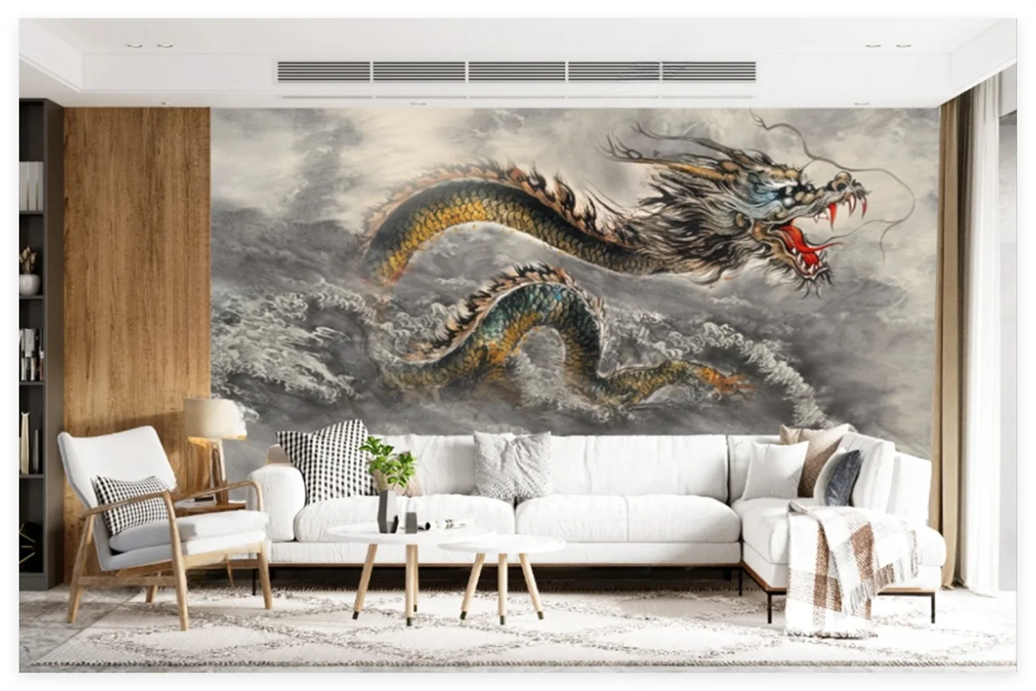 Custom size mural Chinese art dragon ink TV sofa background wall angry sea dragon hanging painter house decoration 3d wallpaper