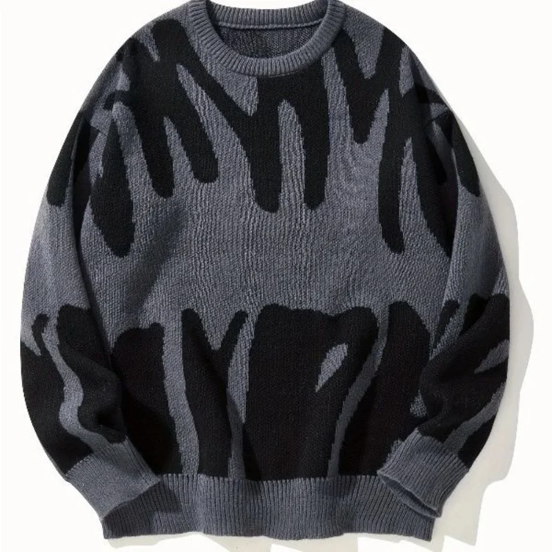 

New European and American Style Velvet Thickened Printed Sweater Men in Autumn and Winter