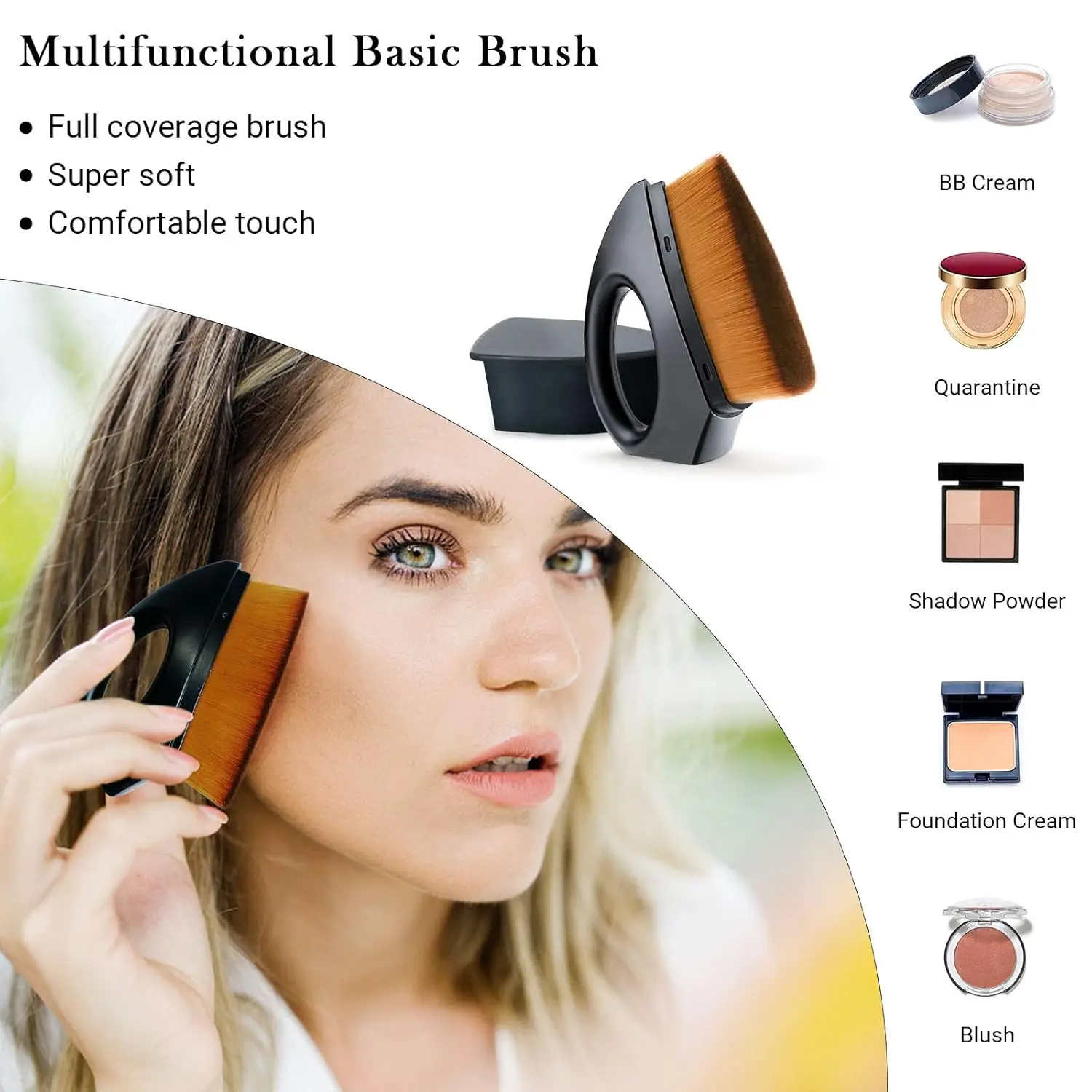 Mini-Grundierungspinsel aus Eisen mit Aufbewahrungstasche, professionelle Make-up-Pinsel für flüssige Grundierung, BB-Creme-Puder-Mischwerkzeug