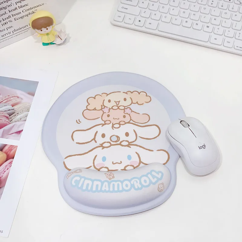 Kawaii Sanrios Mouse Pad with Wrist Rest Non-Slip Rubber Computer Pad Anime Kuromi Cinnamoroll My Melody Cute Boyfriend Gift