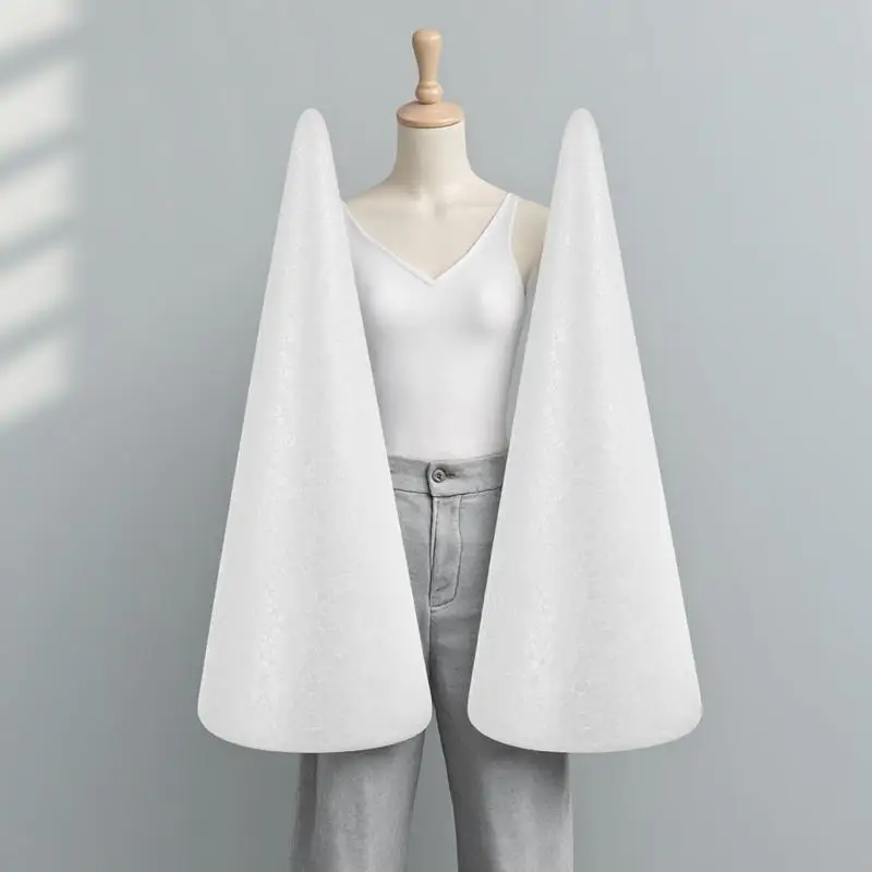 

2Pcs Handmade White Solid Craft Cones Ideal for DIY Cake Stands Flower Arrangements Kids Craft Education Cone Ornament