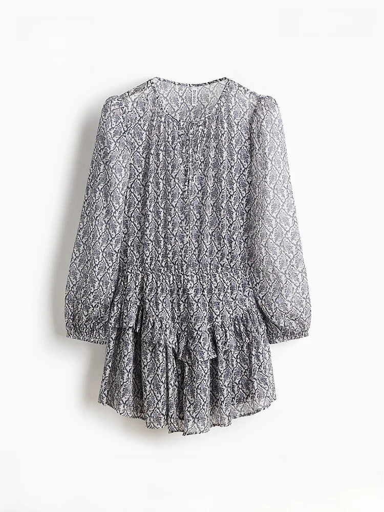 

Spring New Arrival Women's Dr with Lace Trim Casual Stand Fit Long Sve Polyester Fiber Daily Wear H&M 333358