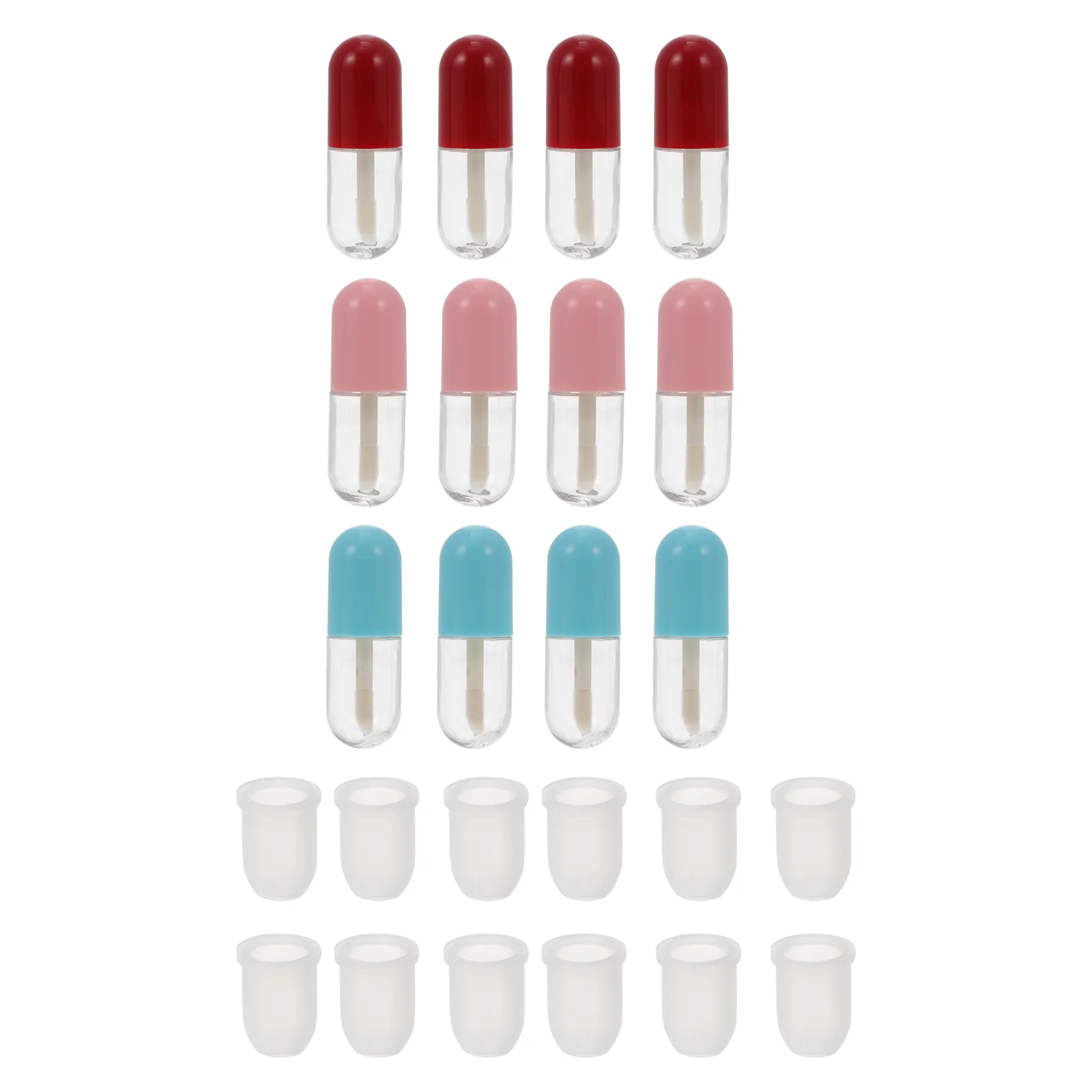 Capsules de rouges à lèvres en plastique avec kit compte-gouttes, tube brillant, baume africain, lot de 12 pièces