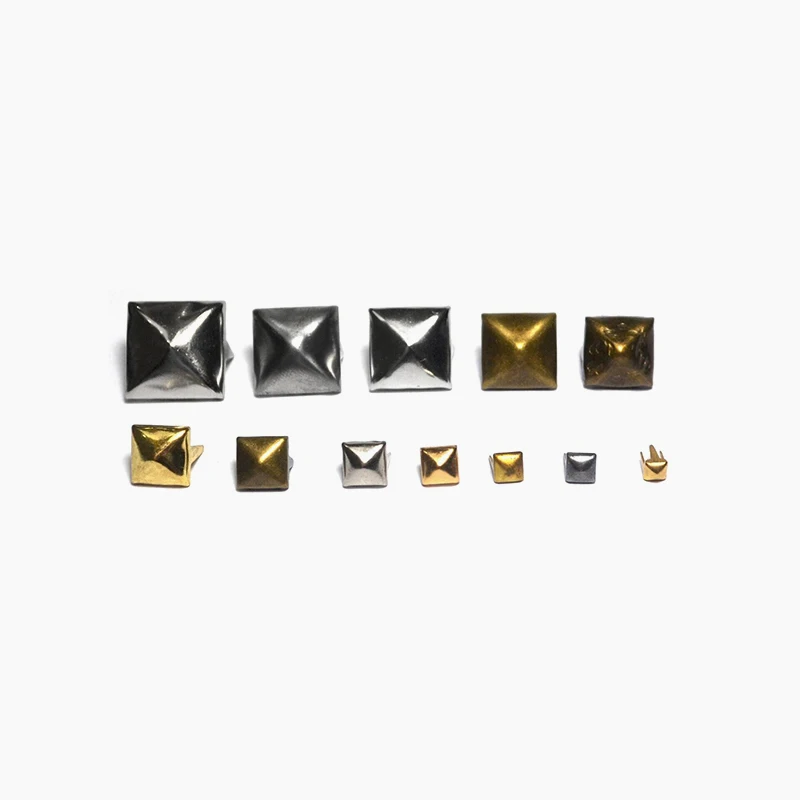 12 mm Silver Square Iron Buckle Decorative Leather Rivet For Clothes Bags Shoes Metal Conical Buttons Gothic Punk Nail