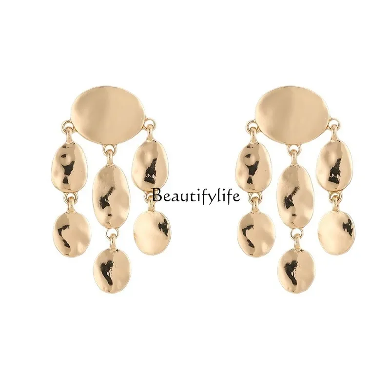 

Geometric metal earrings women's irregular gold European and American niche fashion trend earrings