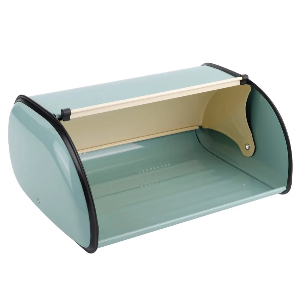 Portable Metal Bread Box Large Red/Blue Roll Top Bread Box 13.6*9.1*5.7 in Kitchen Storage Container Bakery Use