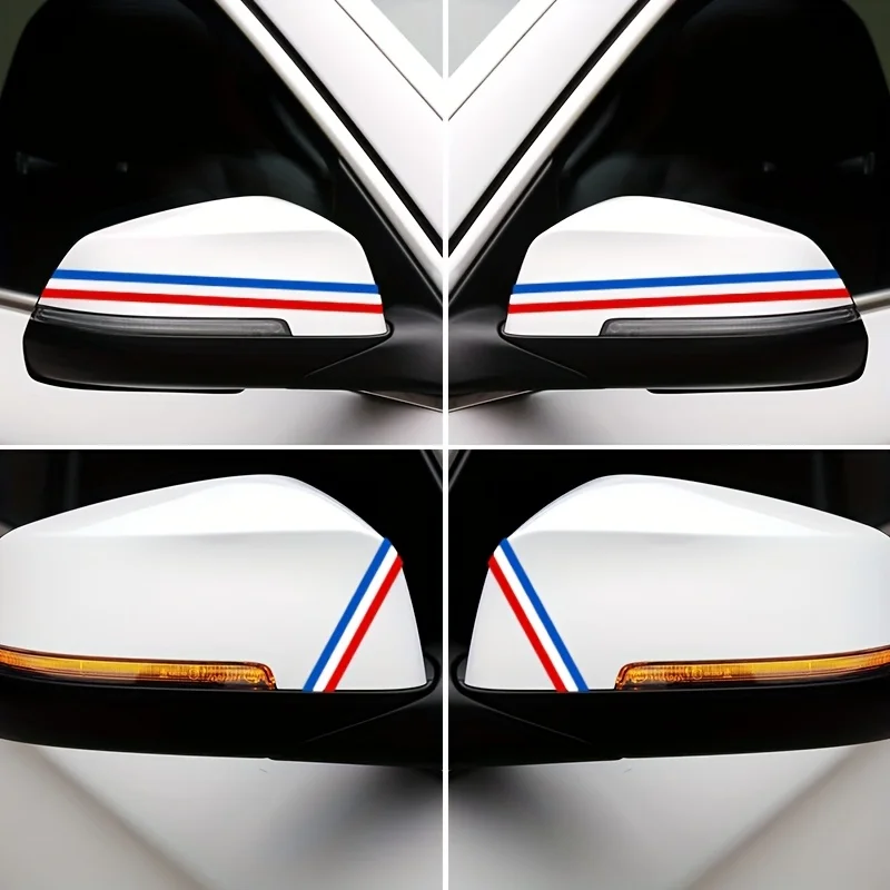 

white and red French three-color sticker set: radiator grille sticker, cooler sticker, rearview mirror sticker Multi-size blue