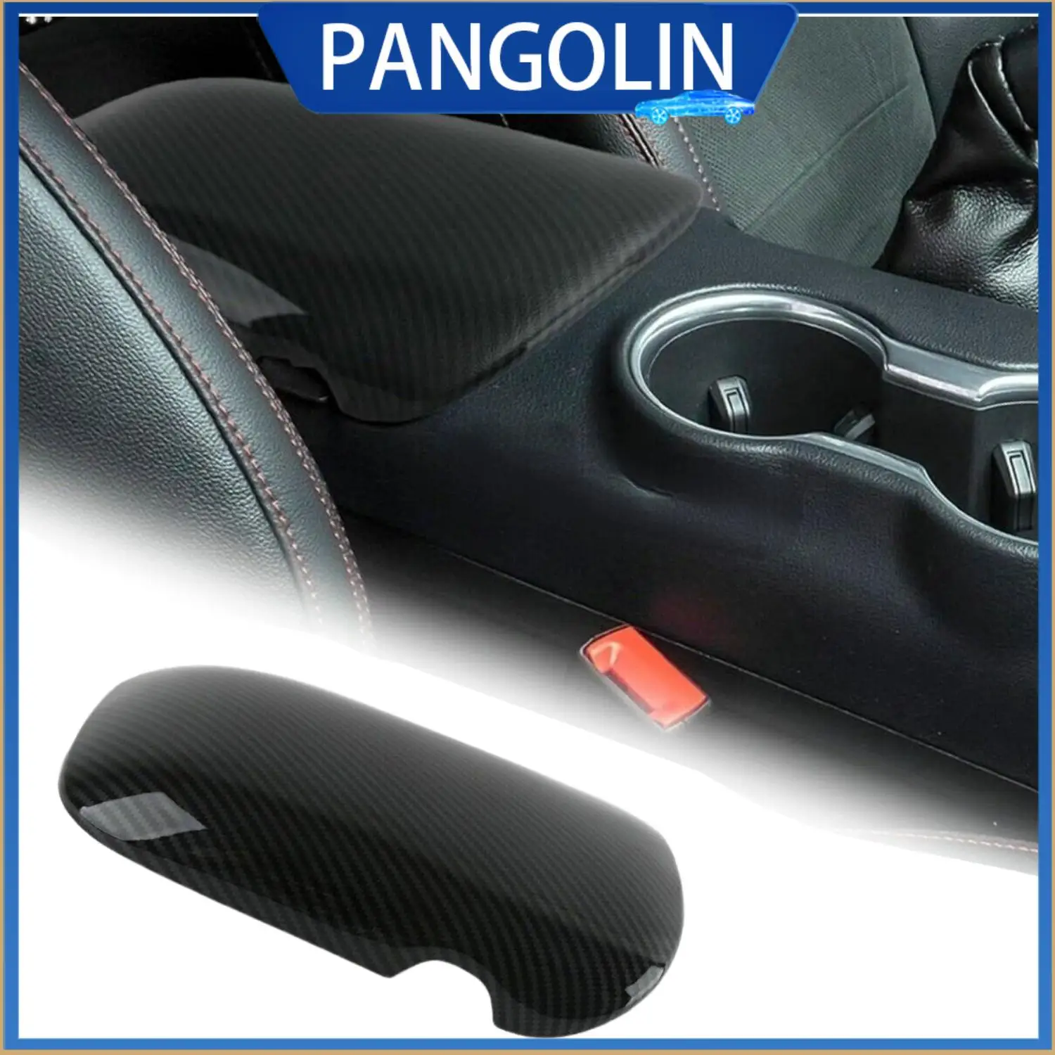 

PANGOLIN для Ford Mustang 2015-2024 1 шт., центральная консоль из углеродного волокна, подлокотник, крышка, обновление, стильное украшение интерьера