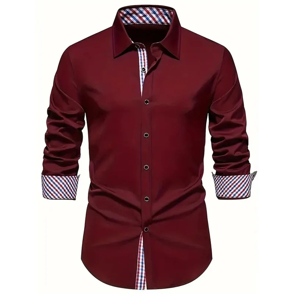 قميص رجالي جديد غير رسمي مطبوع ثلاثي الأبعاد لعام 2025 مناسب للارتداء اليومي، قميص بلون سادة بياقة ربيعية وأكمام طويلة وأزرار 13 يُباع #3