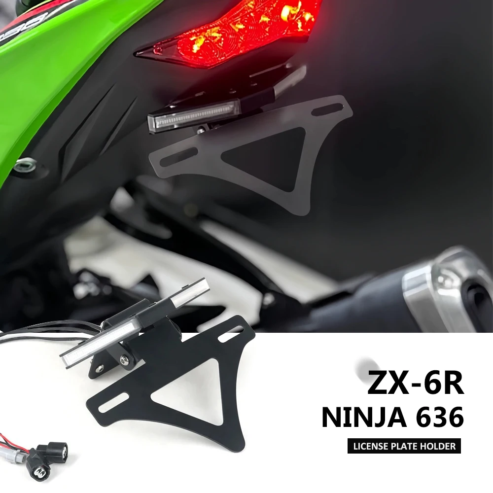 

Motorcycles Foldable Tail Tidy License Plate Holder Turn Signal Lights For KAWASAKI NINJA 636 ZX 6R ZX6R ZX-6R 636 2024 2025
